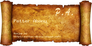 Petter Abony névjegykártya